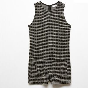 2676 NWT Mango Short tweed jumpsuit with pockets Size Medium